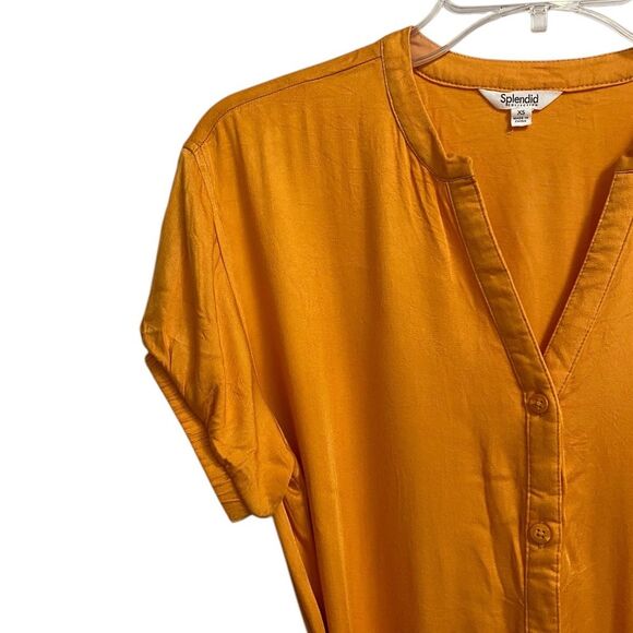 Splendid Jamie Tiered Mini Dress Size XS Short Sleeves Orange Nectar Coquette - Picture 6 of 16